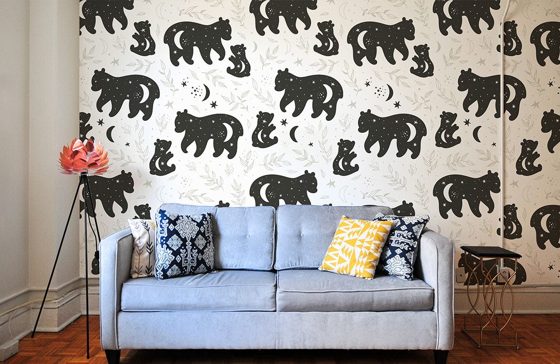 Whimsical Starry Night Bears Mural Wallpaper