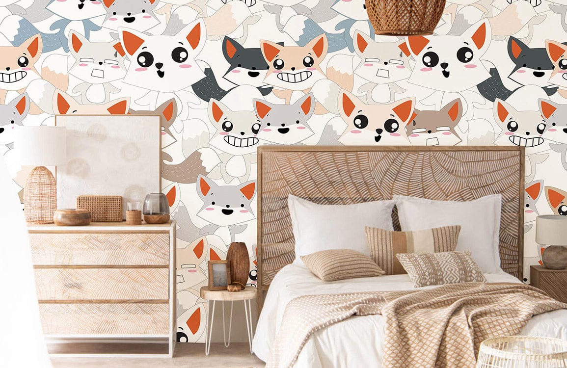 Cute Whimsical Dog Illustration Mural Wallpaper