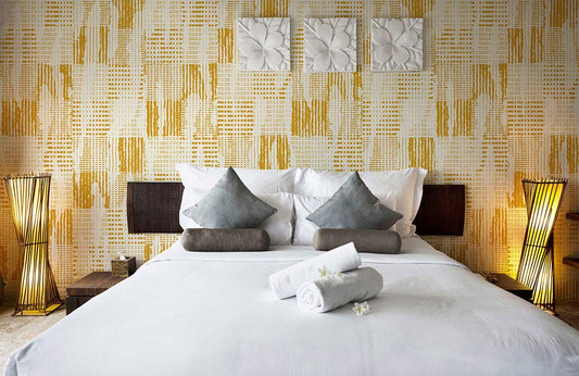 Modern Gold Herringbone Yellow Mural Wallpaper