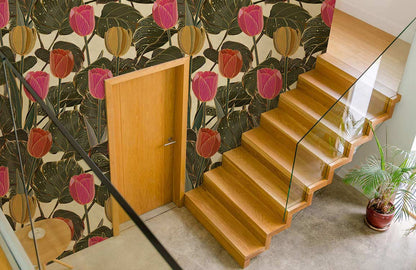 booming tulips floral wallpaper mural for room