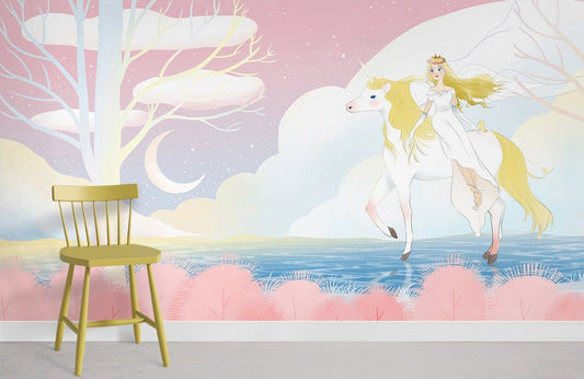 Unicorn Animal Cartoon Wall Mural Paper for Use in Decorating Your Home