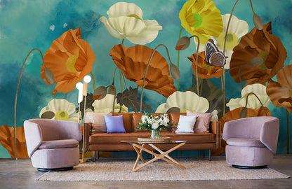 Misty Flowers Wallpaper Mural