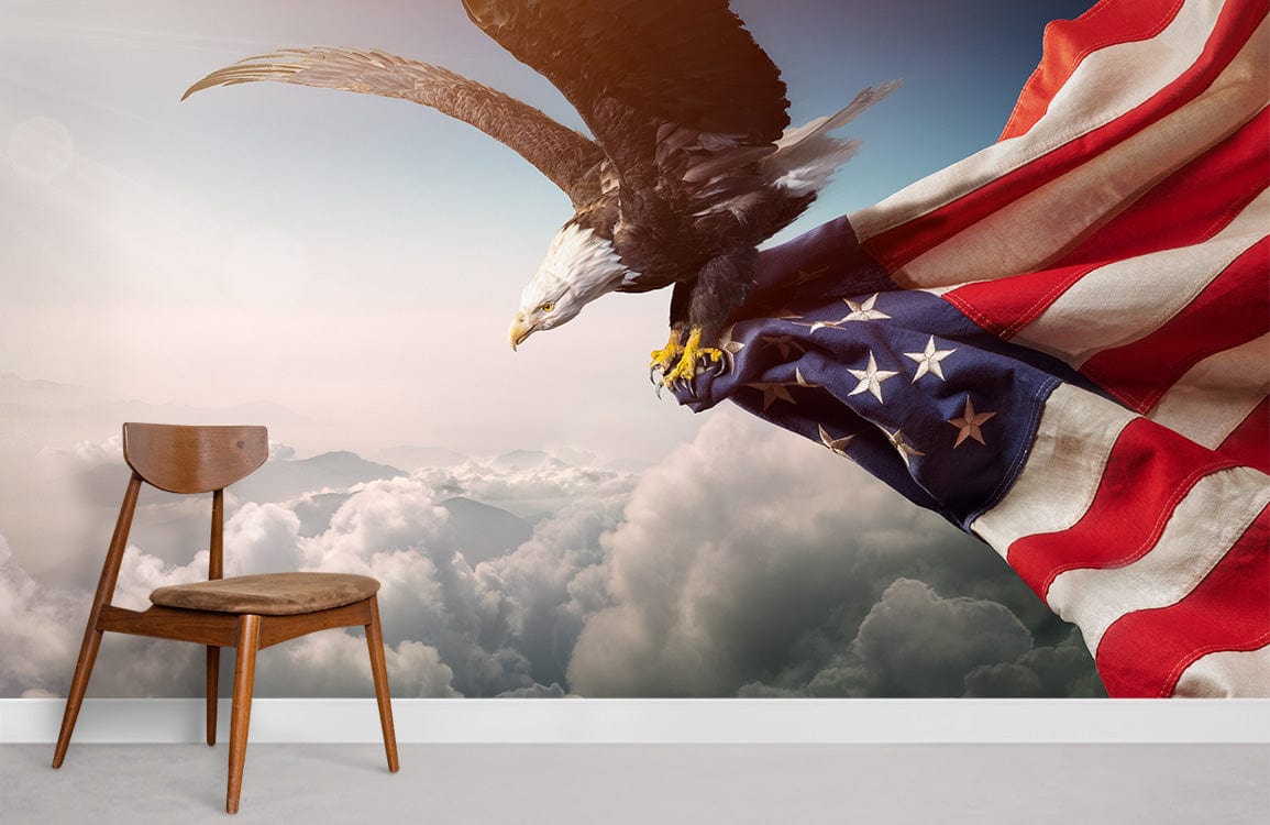 Majestic Eagle American Flag Mural Wallpaper