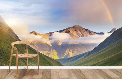 Home Decoration Featuring a Valley Rainbow Wallpaper Mural