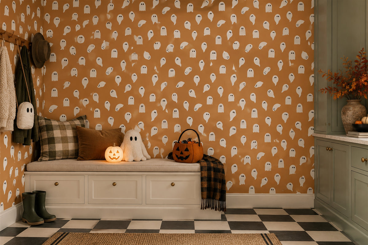 Tiny White Ghosts Halloween Wallpaper Mural - image 3