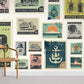 Vintage Stamp Collage Feature Mural Wallpaper