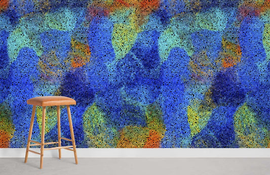 Blue Abstract Watercolor Textured Mural Wallpaper