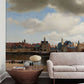 Vintage Riverside Cityscape Mural Wallpaper