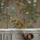 Living Room Wallpaper Mural Featuring Vintage Flowers