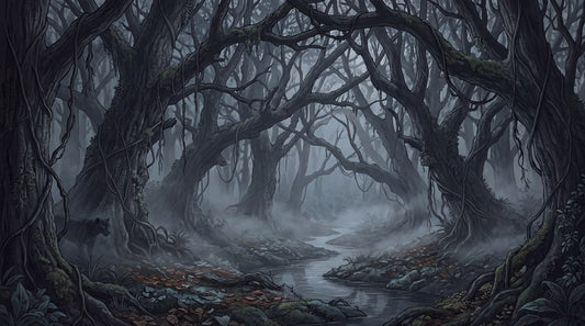Deep Mist Dark Forest Wallpaper Mural pattern