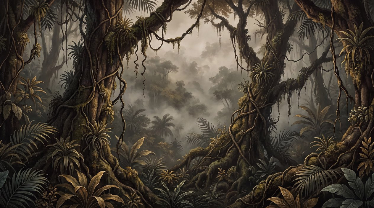 Charcoal Gothic Dark Forest Wallpaper Mural pattern