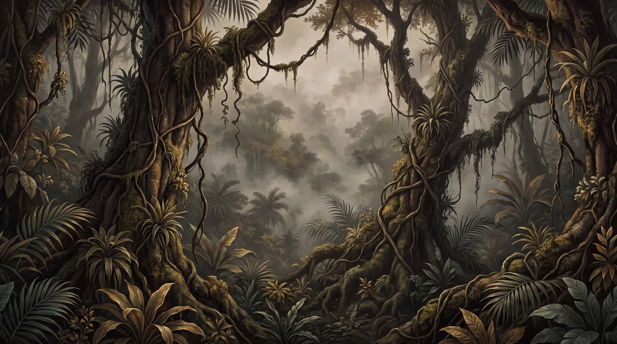 Charcoal Gothic Dark Forest Wallpaper Mural