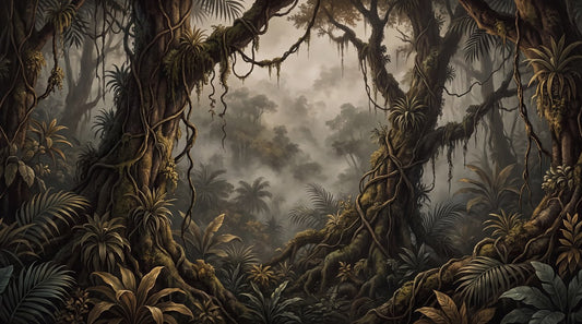 Charcoal Gothic Dark Forest Wallpaper Mural pattern