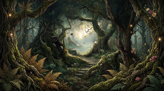 Nocturnal Moon Dark Forest Wallpaper Mural pattern
