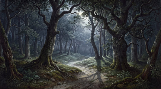 Somber Enchanted Dark Forest Wallpaper Mural pattern