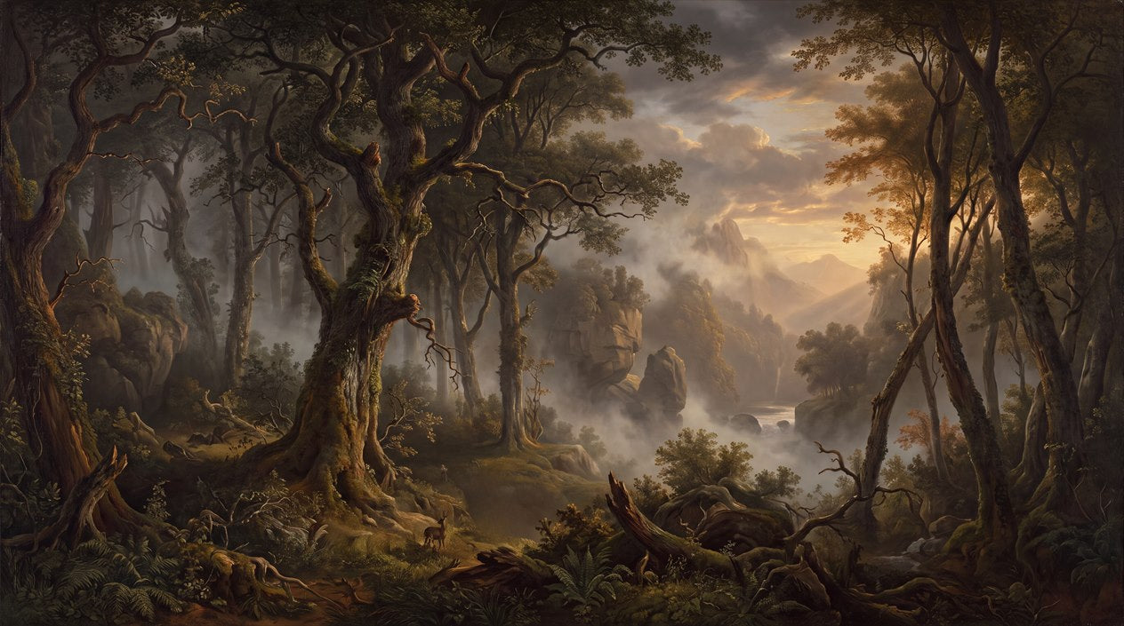 Midnight Mountain Dark Forest Wallpaper Mural pattern