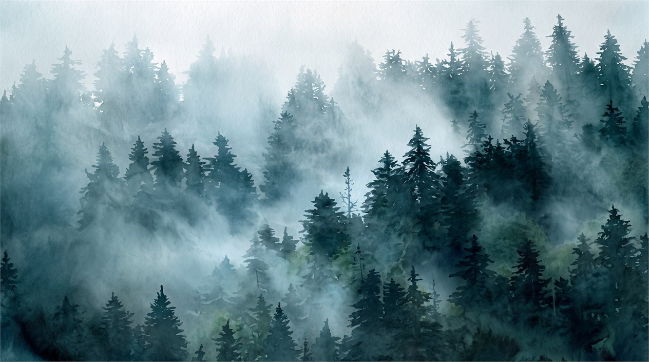 Grey Misty Forest Wallpaper Mural pattern