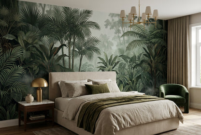 Atmospheric Misty Forest Wallpaper Mural interior scene