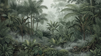 Atmospheric Misty Forest Wallpaper Mural pattern