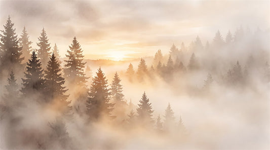 Silver Gold Misty Forest Wallpaper Mural pattern