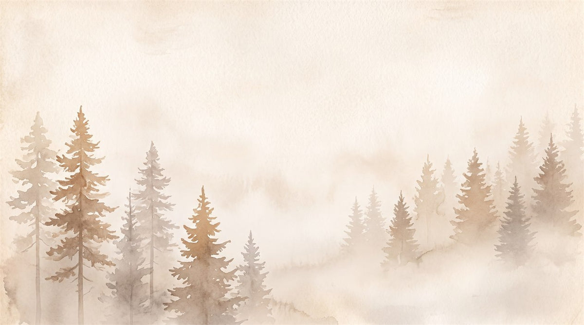 Light Beige Misty Forest Wallpaper Mural