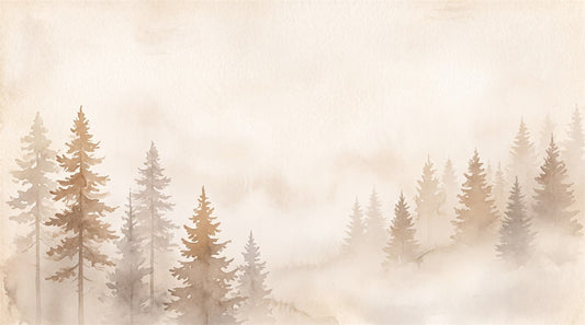Light Beige Misty Forest Wallpaper Mural pattern