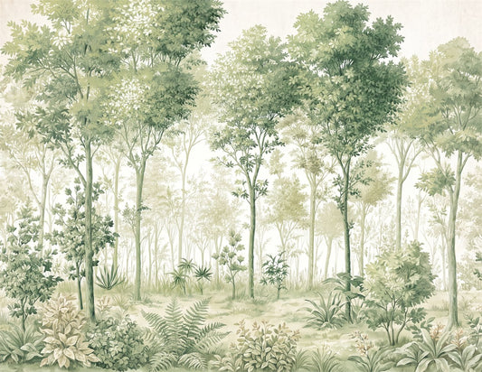 Natural Forest Green Wallpaper Mural pattern