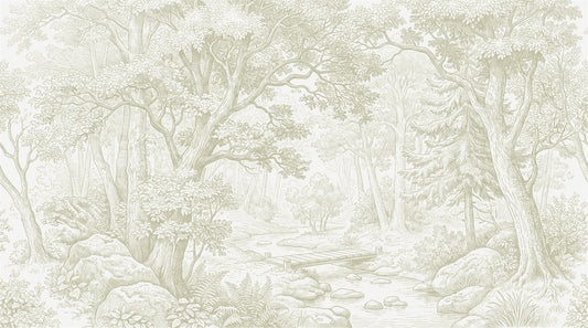 Mint Botanical Forest Green Wallpaper Mural pattern