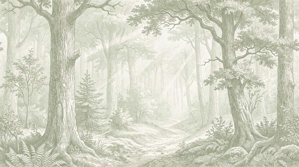 Verdant Forest Green Wallpaper Mural pattern