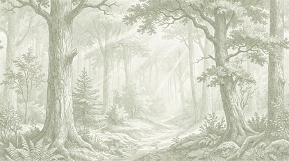 Verdant Forest Green Wallpaper Mural pattern