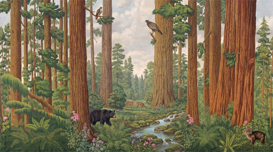 Majestic Brown Redwood Forest Wallpaper Mural pattern