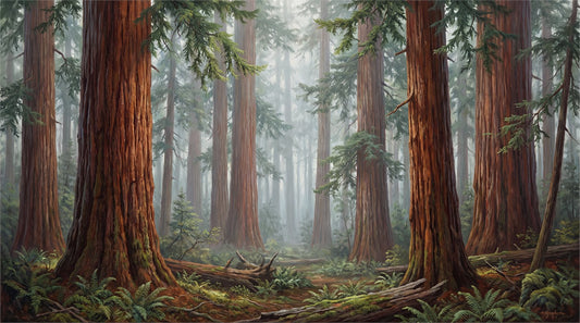 Chestnut Woodland Redwood Wallpaper Mural pattern