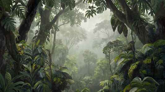 Lush Canopy Green Jungle Wallpaper Mural pattern