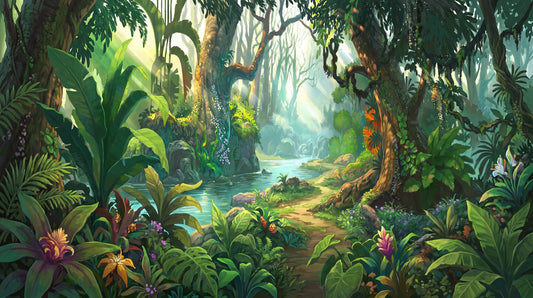 Wild Leafy Green Jungle Wallpaper Mural pattern