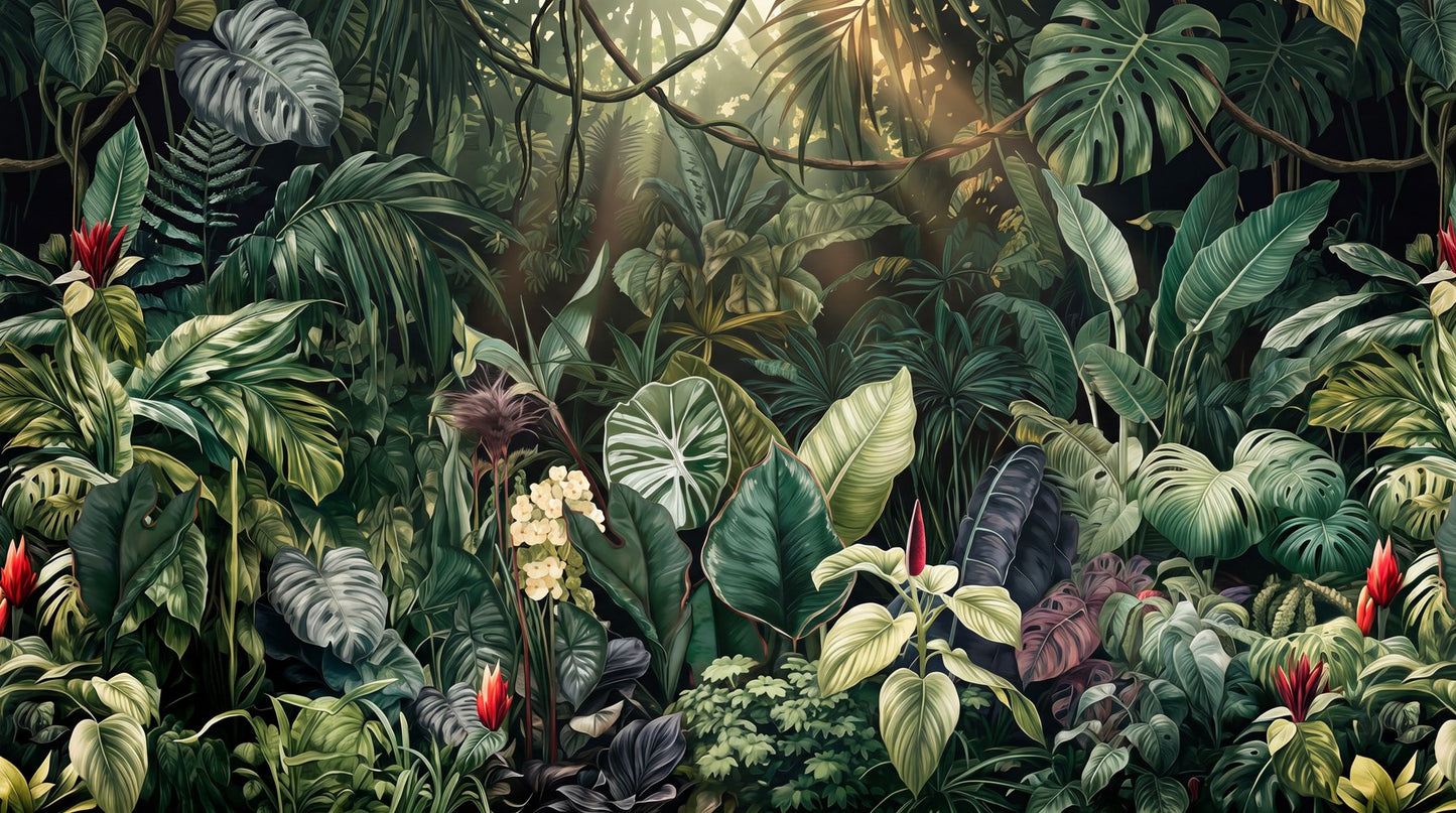 Mossy Foliage Green Jungle Wallpaper Mural pattern