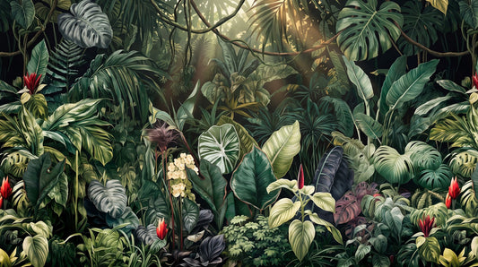 Mossy Foliage Green Jungle Wallpaper Mural pattern
