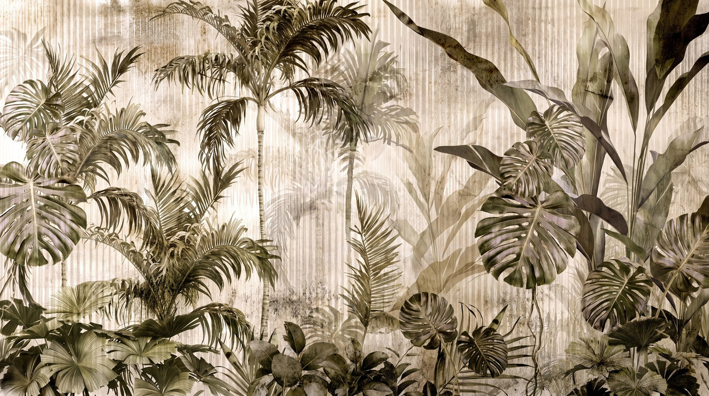 Sepia Palm Vintage Jungle Wallpaper Mural