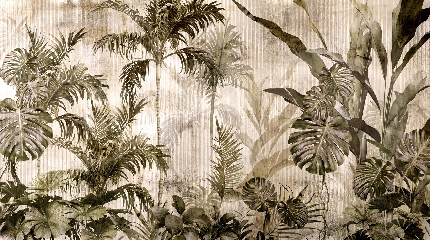 Sepia Palm Vintage Jungle Wallpaper Mural