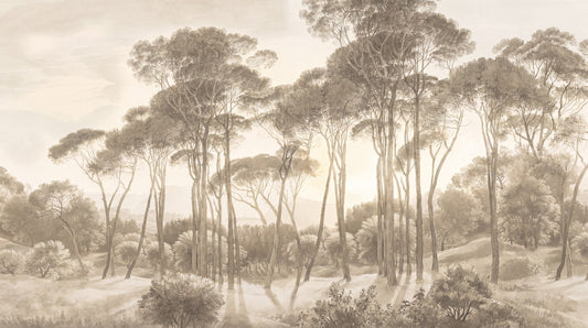 Gray Artistic Tree Jungle Wallpaper Mural