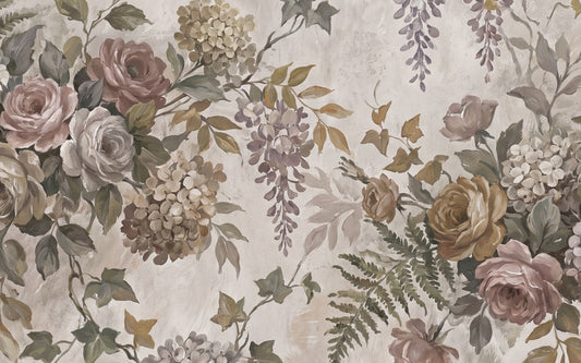 Sage Wildflower English Garden Wallpaper Mural - 2