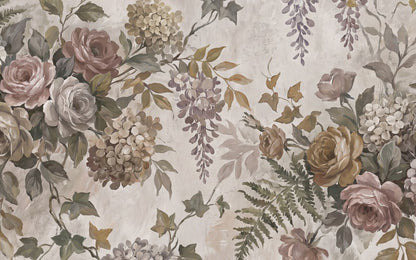 Sage Wildflower English Garden Wallpaper Mural - 2