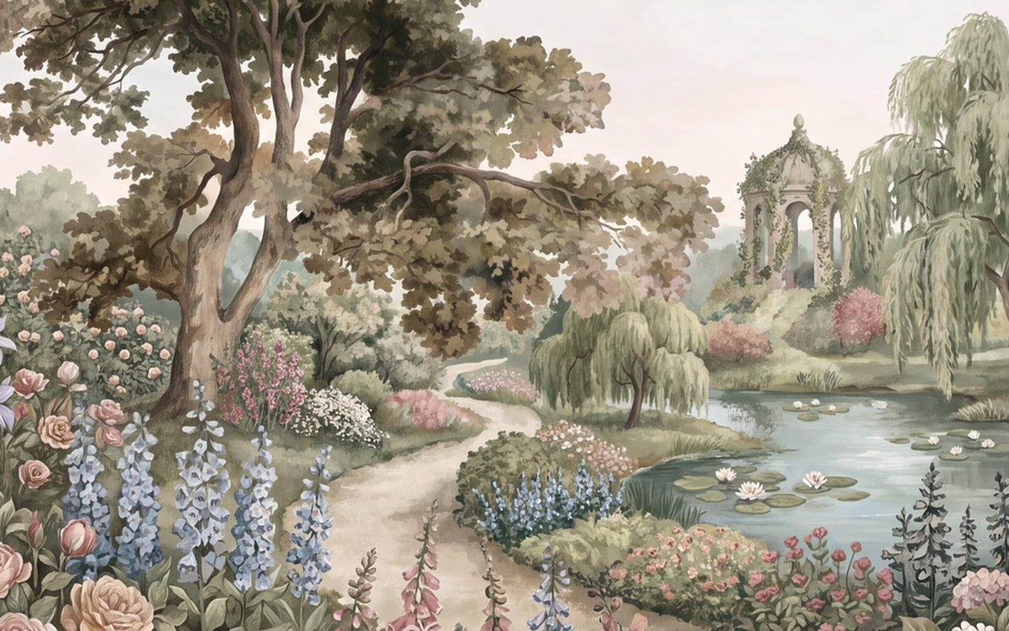 Ivory Manor Garden Landscape Wallpaper Mural - 2