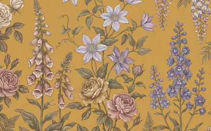 Ochre Cottage Wildflower Wallpaper Mural - 2