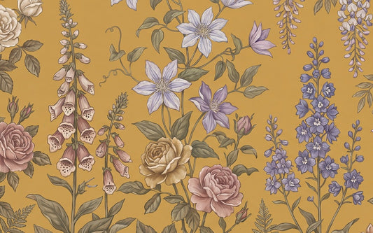 Ochre Cottage Wildflower Wallpaper Mural - 2