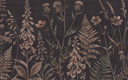 Dark Brown Fern Garden Wallpaper Mural - 2