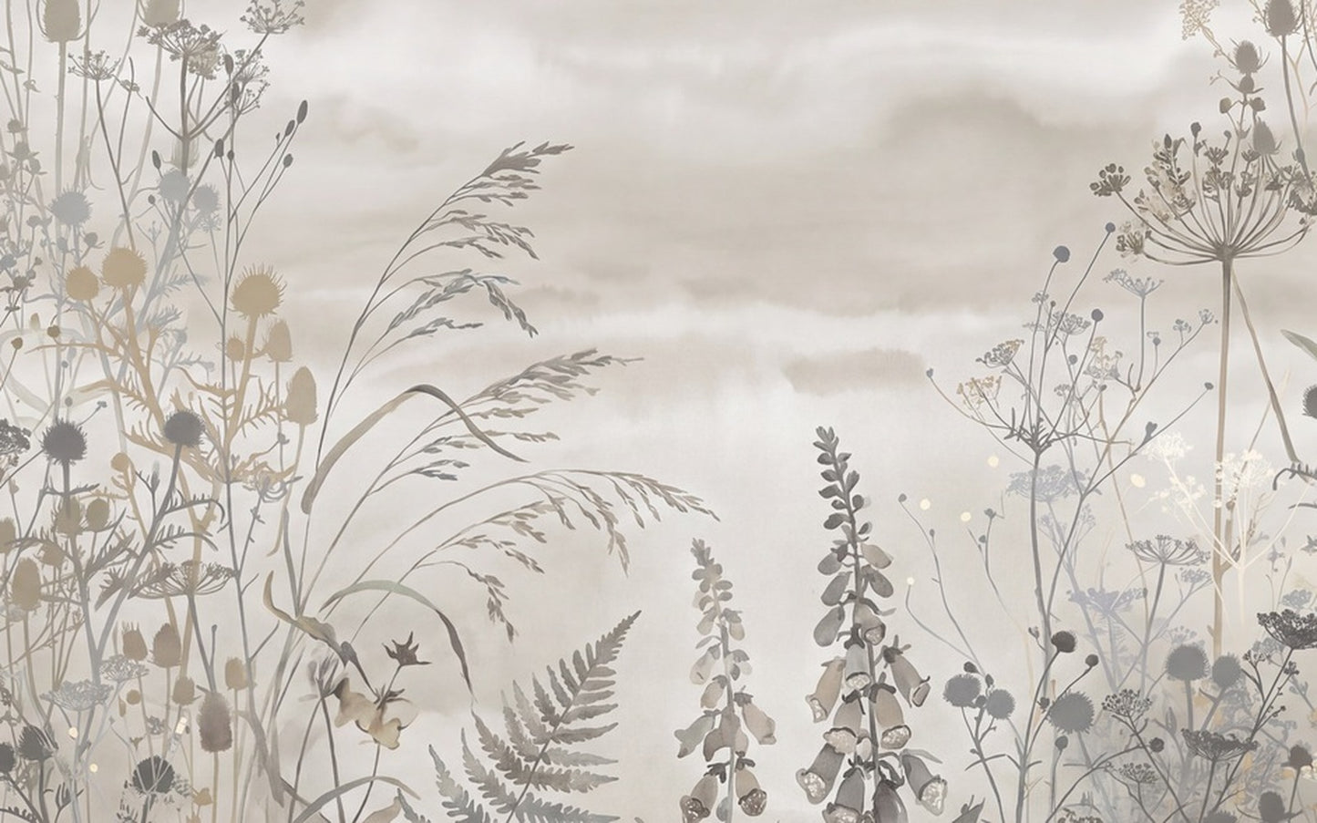 Green Mist Meadow Wallpaper Mural - 2