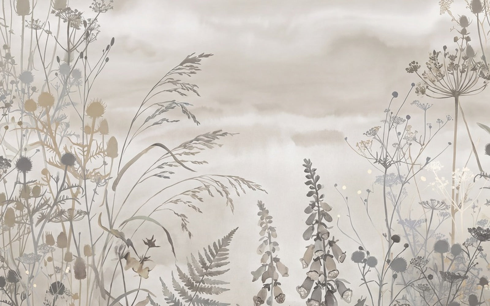 Green Mist Meadow Wallpaper Mural - 2
