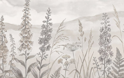 Pearl Foxglove Meadow Wallpaper Mural - 2