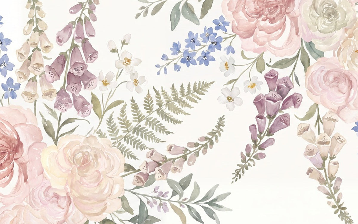Rose Cottage Garden Border Wallpaper Mural - 2