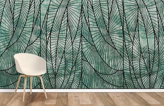 Tropical Green Leaf Mural Wallpaper